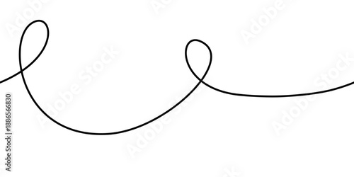 Graphic seamless cable squiggle line texture, smooth black curve drawing loop. A seamless cable squiggle line for modern art.