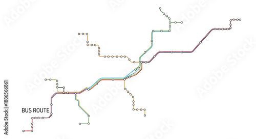 Public transport network map with bus routes and stations vector