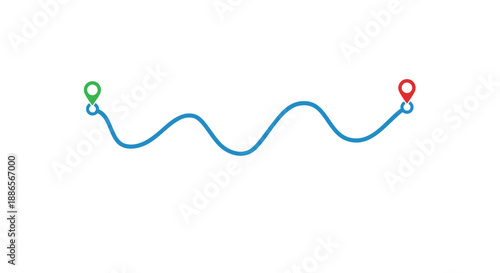 Minimalist navigation path connecting start and destination points