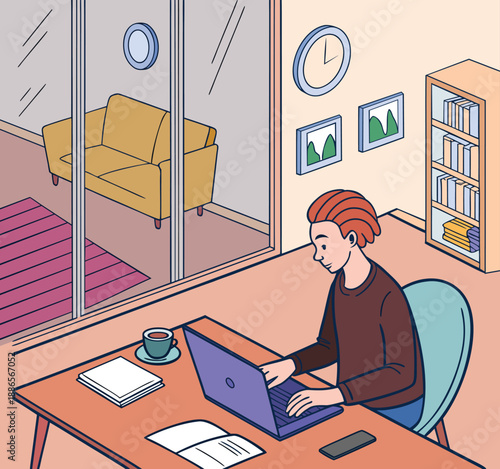 Freelancer working from home in modern home office