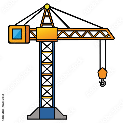 Flat design of a tower crane on white background
