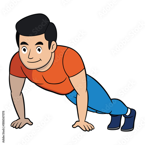 Man doing push up clipart flat design on white background
