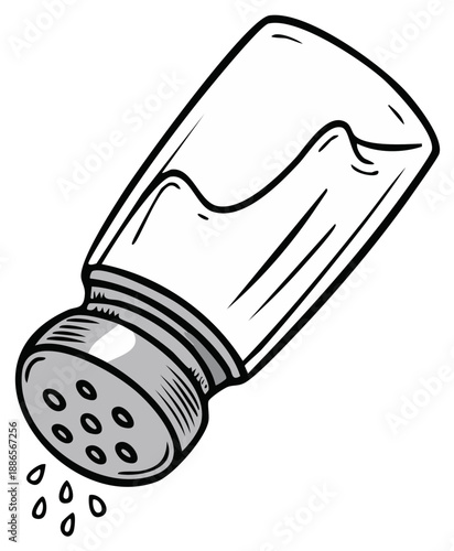 Illustration of Salt Shaker Dispensing Salt Food Seasoning and Culinary Use