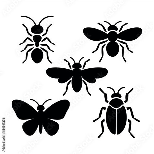 Assorted insect silhouettes Vector