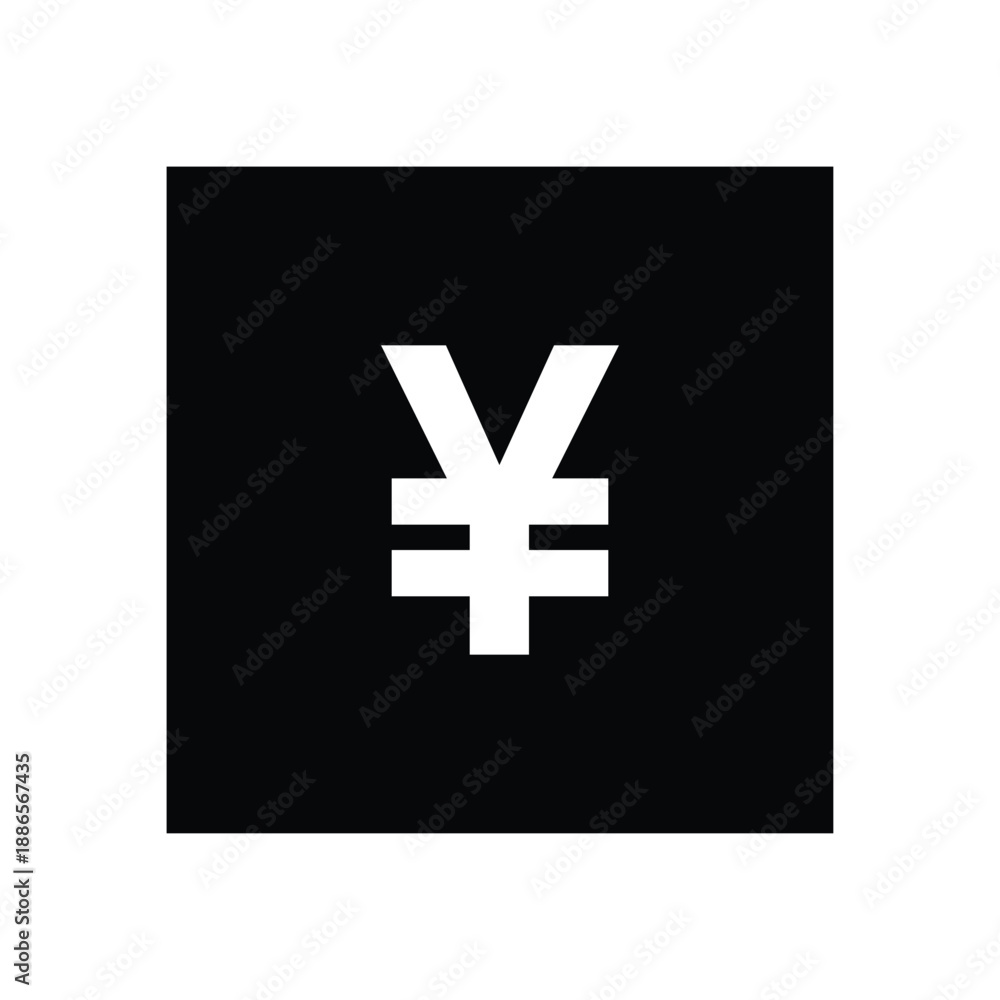Obraz premium A large Japanese yen symbol on a black square background with white space