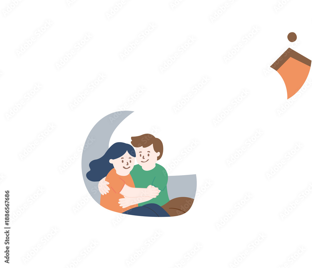 Fototapeta premium Romantic Young Couple Dating in a Swan Paddle Boat Vector Illustration