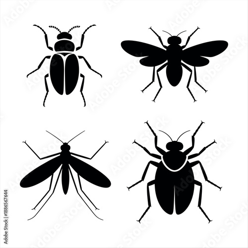 Collection of insect silhouettes Vector