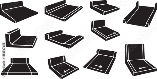 Collection of black and white skateboard ramp illustrations