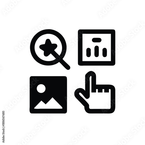 Design intuitive pictograms emphasizing usability and fast instant understanding On white Background Vector illustration