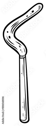 Line art matchstick lit with flame and smoke in cartoon style for illustration