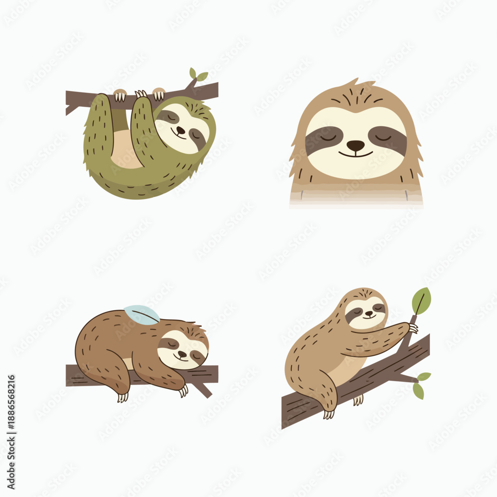 Fototapeta premium Slow moving sloth in tropical rainforest environment