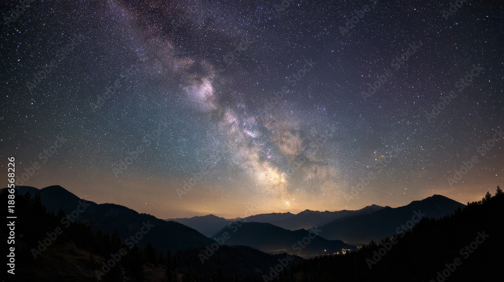 Fototapeta premium milky way over the mountains
