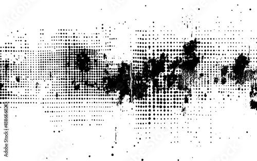 Rough Halftone Dots Background. Dirty Ink Halftone Grunge Texture. 