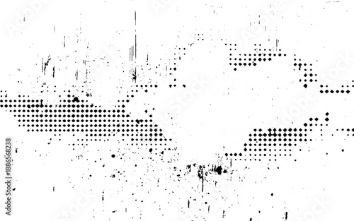 Industrial Halftone Ink Texture. Rough Halftone Dots Background