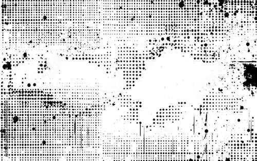 Industrial Halftone Ink Texture. Black and White Abstract Halftone Texture
