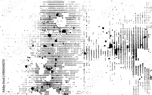 Abstract Grunge Halftone Dot Pattern. Industrial Halftone Ink Texture. Grunge Print Halftone Dot Overlay. Vector Design.