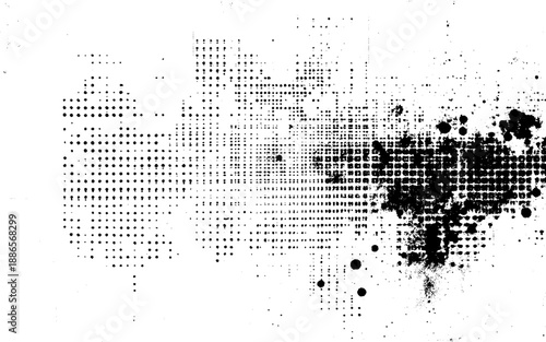 Aged Halftone Grunge Print Texture. Grunge Print Halftone Dot Overlay. Vector Design.