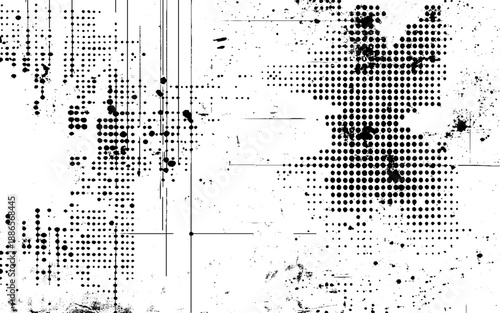 Distressed Halftone Ink Pattern. Vintage Halftone Grunge Print Background
