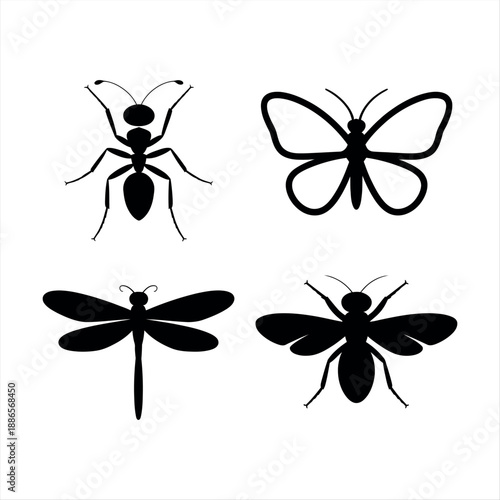 Illustrations of various insects Vector