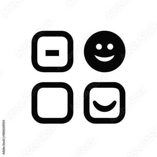 Rounded corner pictograms designed for friendly and approachable interface On white Background Vector illustration