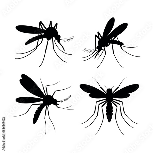 Silhouettes of mosquitoes Vector