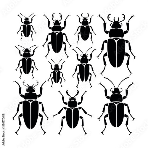 set of black silhouettes of the insects