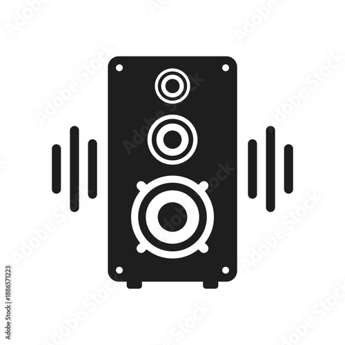 Speaker sound system icon in flat style. Loudspeaker vector illustration on isolated background. Music subwoofer sign business concept.