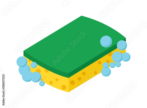 Kitchen sponge icon in flat style. Housework cleaning vector illustration on isolated background. Dish washing tool sign business concept.