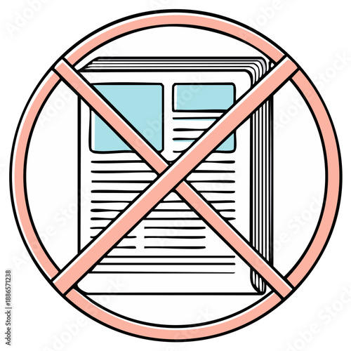 No Newspaper Newsprint Prohibition Sign Crossed Out Information Restriction Media Symbol