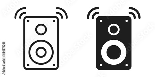 Speaker sound system icon in flat style. Loudspeaker vector illustration on isolated background. Music subwoofer sign business concept.