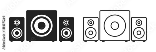 Speaker sound system icon in flat style. Loudspeaker vector illustration on isolated background. Music subwoofer sign business concept.