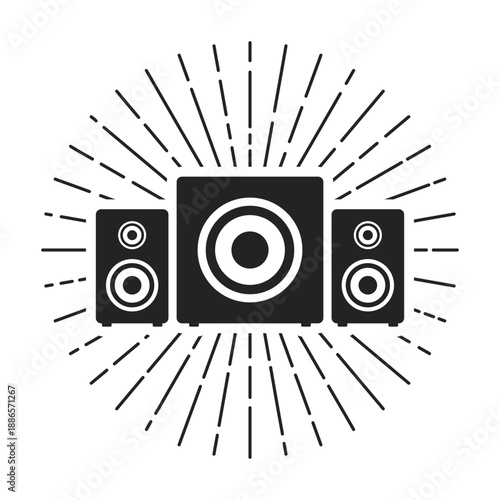 Speaker sound system icon in flat style. Loudspeaker vector illustration on isolated background. Music subwoofer sign business concept.