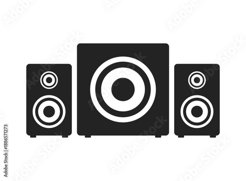 Speaker sound system icon in flat style. Loudspeaker vector illustration on isolated background. Music subwoofer sign business concept.