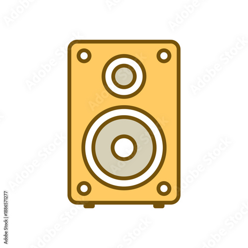 Speaker sound system icon in flat style. Loudspeaker vector illustration on isolated background. Music subwoofer sign business concept.