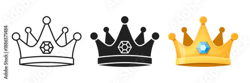 Royal luxury crown icon set collection in flat style. Queen tiara vector illustration on isolated background. King coronet sign business concept.