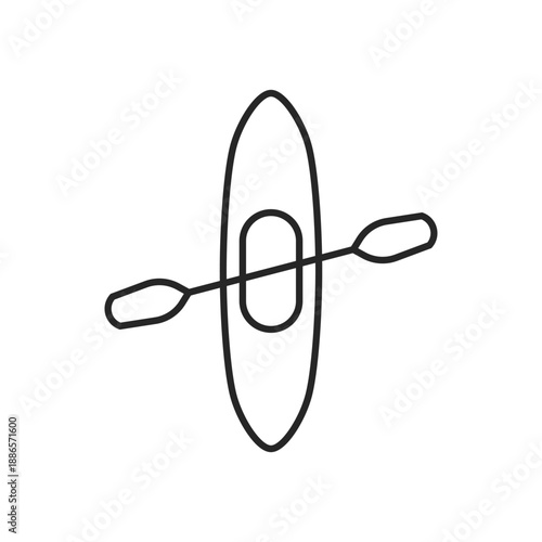 Canoe with paddle icon in flat style. Kayak boat vector illustration on isolated background. Rafting sign business concept.