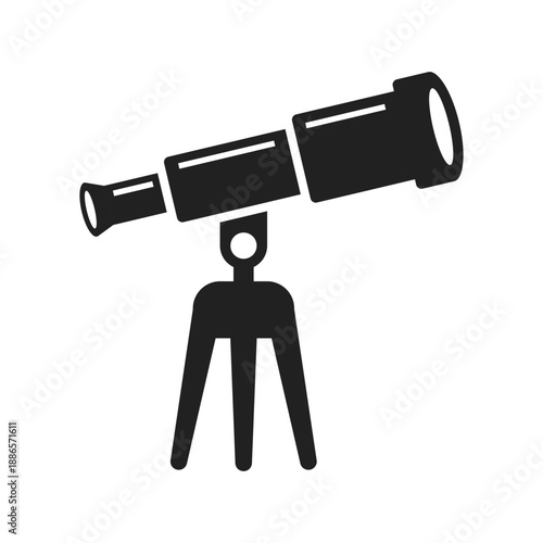 Telescope icon in flat style. Spyglass vector illustration on isolated background. Space learning sign business concept.