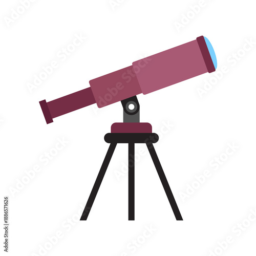 Telescope icon in flat style. Spyglass vector illustration on isolated background. Space learning sign business concept.