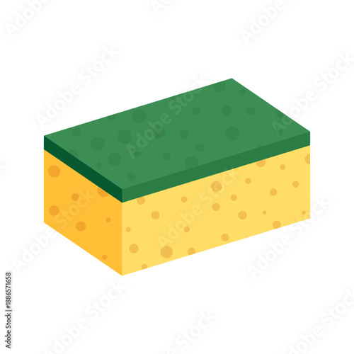 Kitchen sponge icon in flat style. Housework cleaning vector illustration on isolated background. Dish washing tool sign business concept.