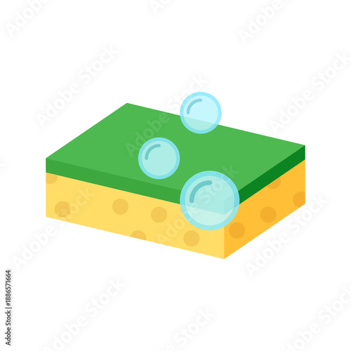 Kitchen sponge icon in flat style. Housework cleaning vector illustration on isolated background. Dish washing tool sign business concept.