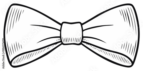 Classic Bow Tie Drawing Isolated Minimalist Sketch of Formal Neckwear Accessory