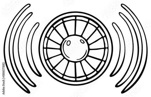 Circular radiating sound waves from a central hub object