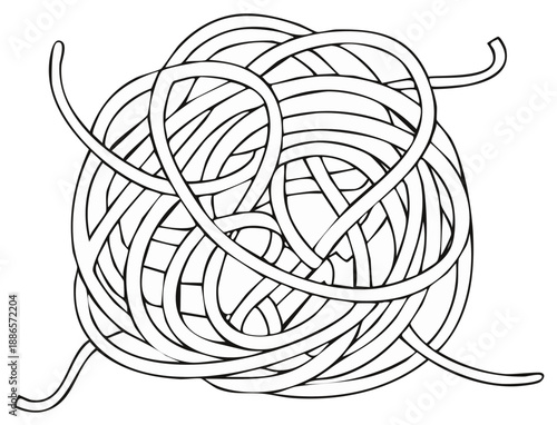 Tangled spaghetti pasta noodles illustration isolated