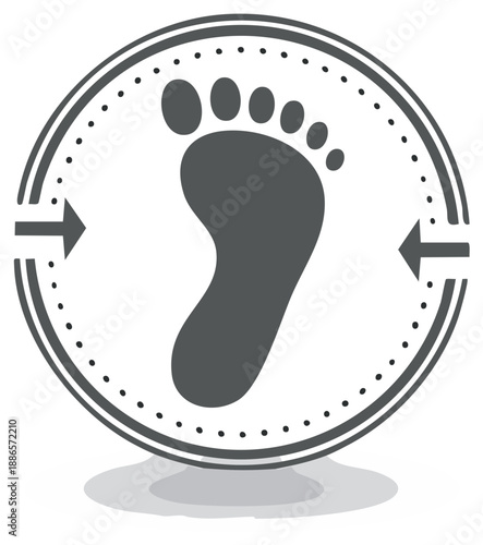Footprint in Circle with Arrows Indicator Direction Footprint Sign Indicator Symbol Navigation Orientation Path