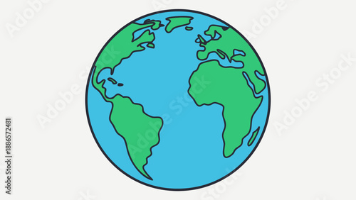Stylized Earth globe with continents in green and oceans in blue