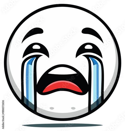 Sad Emoji with Tears Streaming Down its Face Expressing Extreme Disappointment