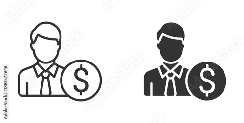  Employee Salary Icon Set. Payroll and Income Payment Symbols. Business Finance Collection, Vector Illustration.
