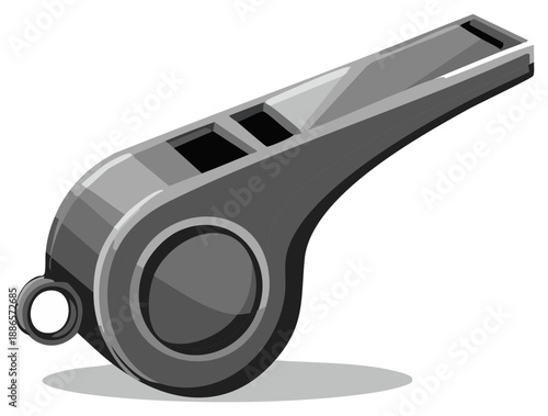 Metal Whistle Illustration for Sports Coaching and Emergency Signaling Equipment