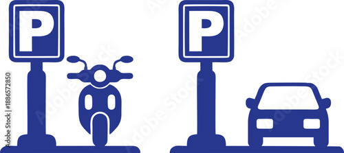Car and Motorcycle Parking Zone Blue Sign Icon