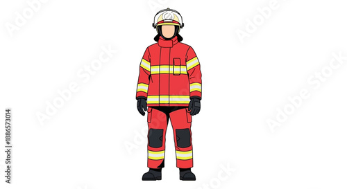 Firefighter Extinguishing Kitchen Fire in Modern Illustration